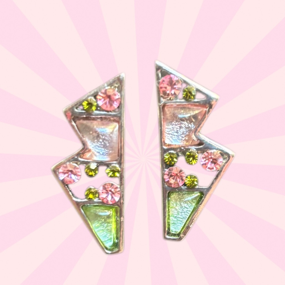 Sterling Silver Geometric Gemstone Earrings🌸